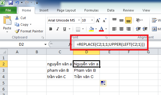 Excel : Đổi chữ cái đầu tiên thành viết hoa giữ nguyên những phần còn lại 