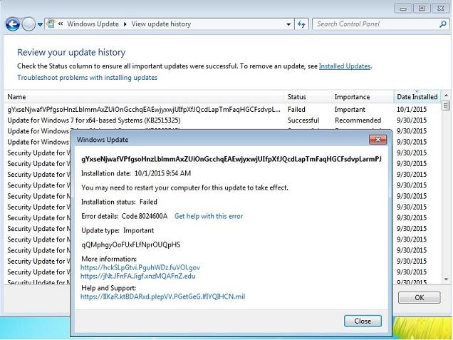 Bản cập nhật thử nghiệm Windows 7 khiến cho người dùng  nghĩ rằng PC của họ bị hack