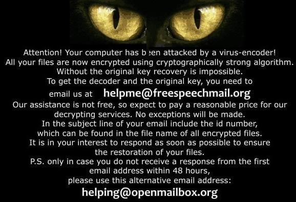 Mã hóa bằng Ransomware helpme@freespeechmail.org có thể giải mã miễn phí